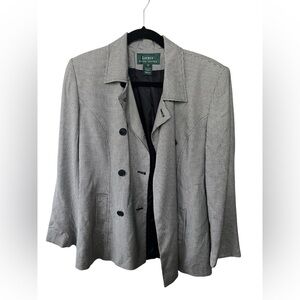 Vintage Women’s Ralph Lauren Black and White Houndstooth Double Breasted Coat
